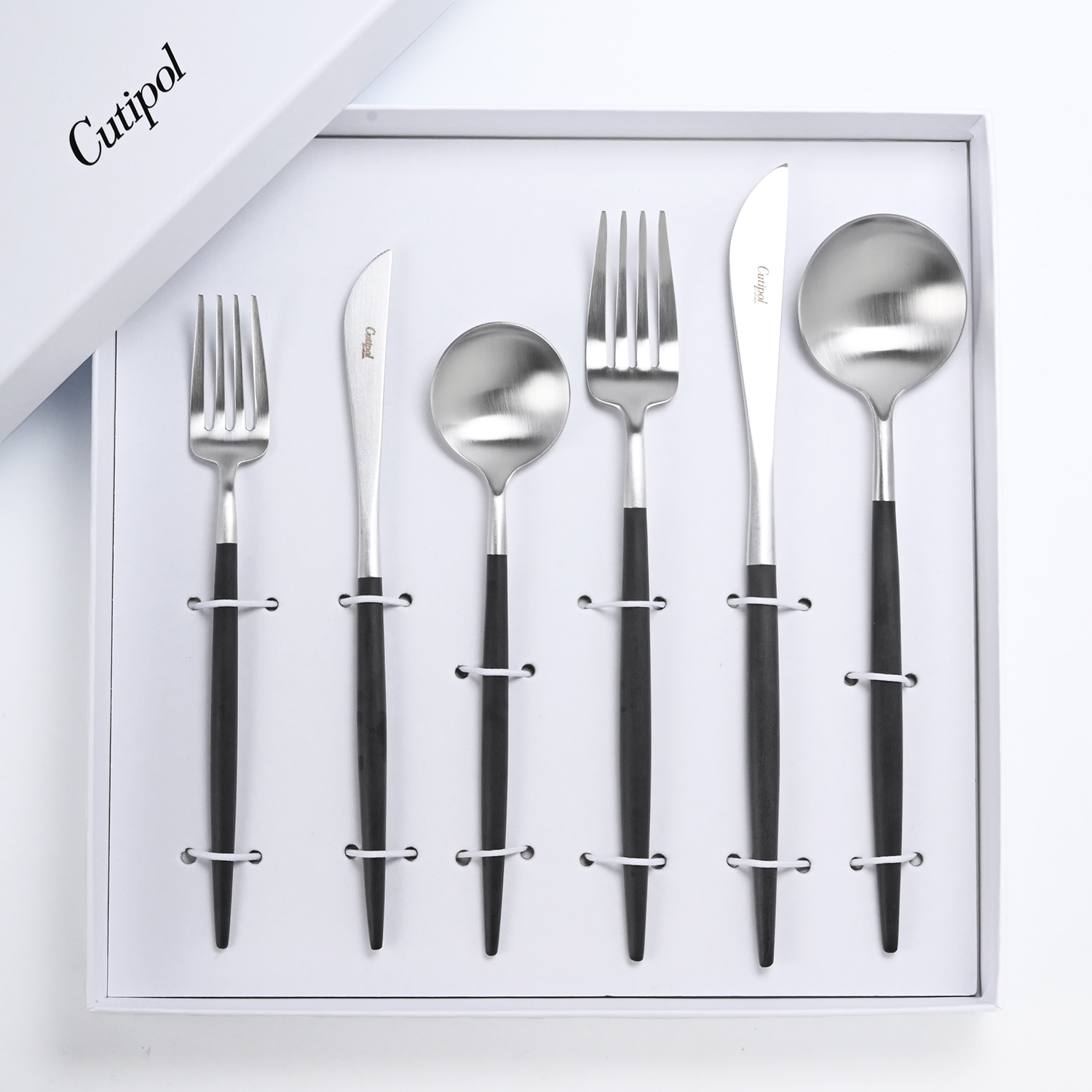 クチポール Cutipol GOA ゴア ブラック 6点セット ディナーデザート ナイフ フォーク スプーン 洋食器【名入れ対応】【スペシャルラッピング660円(別売り)】