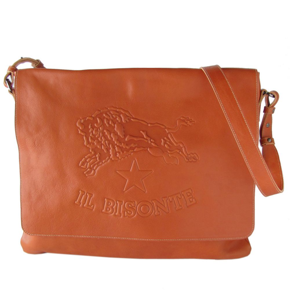 イルビゾンテ IL BISONTE バッグ クロスショルダーバッグ バケッタレザー ビッグロゴ CARAMEL キャラメル ヤキヌメ A2823 EP 145G