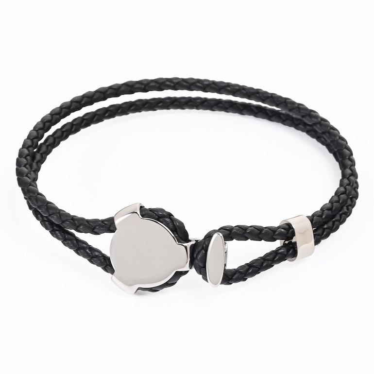 モンアート MONART ブレスレット レディース ウーブンレザー ブラック/シルバー BITTA BR/95 C S Made in Italy 名入れ可有料 正規代理店