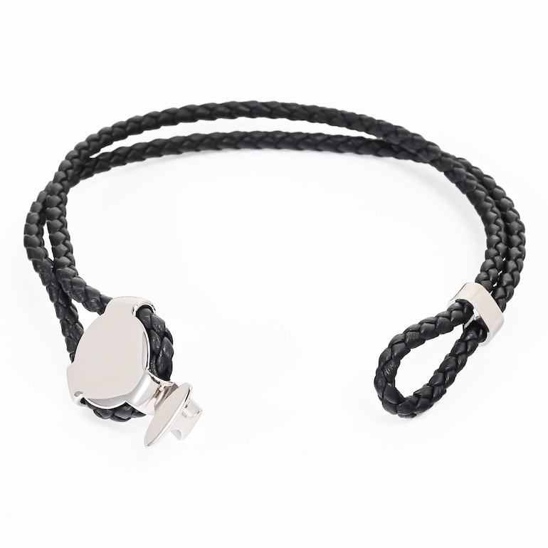 モンアート MONART ブレスレット レディース ウーブンレザー ブラック/シルバー BITTA BR/95 C S Made in Italy 名入れ可有料 正規代理店
