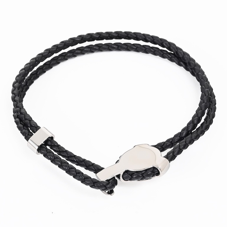 モンアート MONART ブレスレット レディース ウーブンレザー ブラック/シルバー BITTA BR/95 C S Made in Italy 名入れ可有料 正規代理店