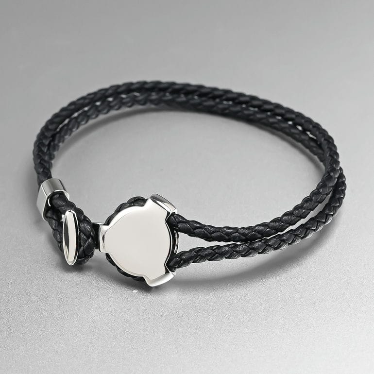 モンアート MONART ブレスレット レディース ウーブンレザー ブラック/シルバー BITTA BR/95 C S Made in Italy 名入れ可有料 正規代理店