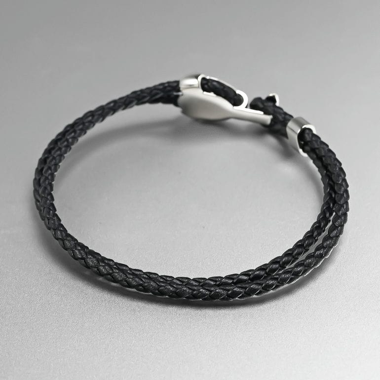 モンアート MONART ブレスレット レディース ウーブンレザー ブラック/シルバー BITTA BR/95 C S Made in Italy 名入れ可有料 正規代理店