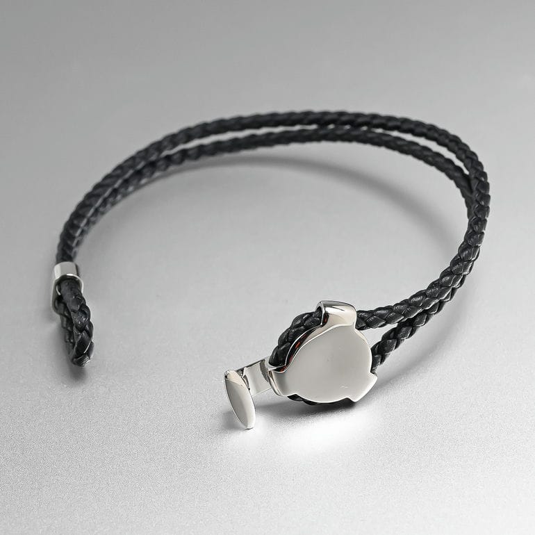 モンアート MONART ブレスレット レディース ウーブンレザー ブラック/シルバー BITTA BR/95 C S Made in Italy 名入れ可有料 正規代理店