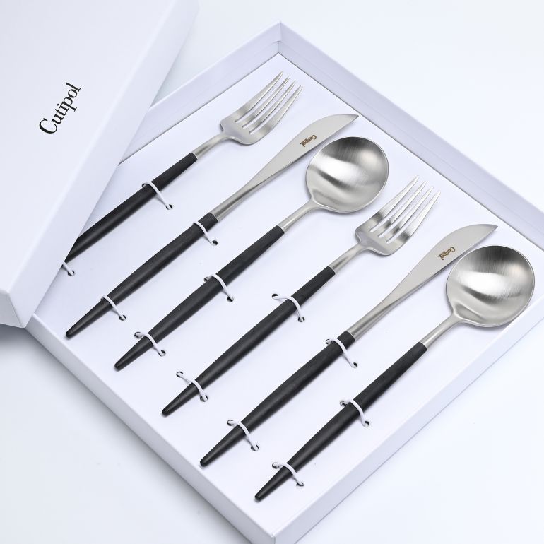 クチポール Cutipol GOA ゴア ブラック 6点セット ディナー ナイフ フォーク スプーン 洋食器【名入れ対応】【スペシャルラッピング660円(別売り)】