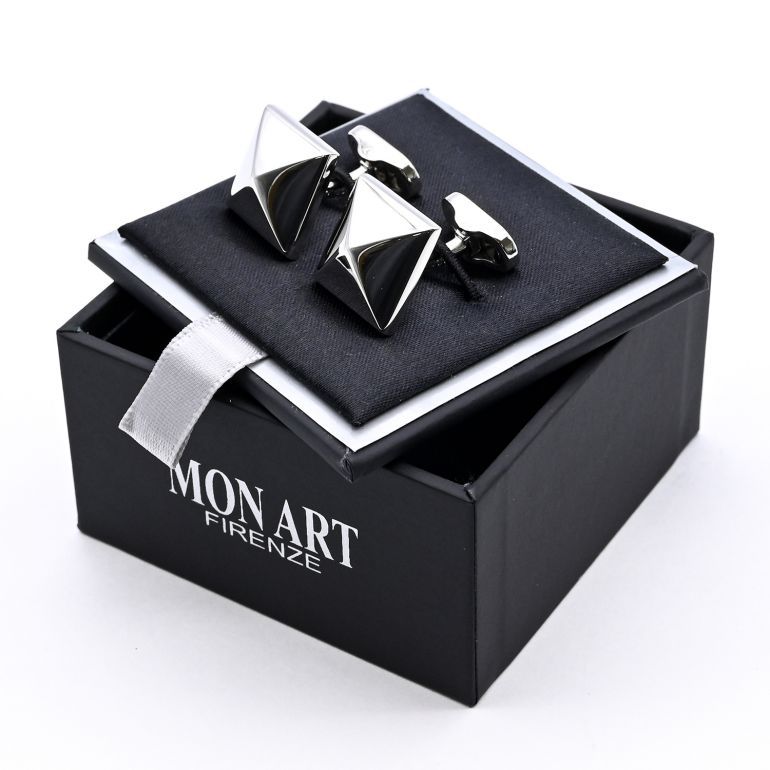 モンアート MONART カフス メンズ カフリンクス カフスボタン ピラミッドスタッズ型 シルバー BOLOGNA RGEV2 F3 Made in Italy 名入れ可有料 正規代理店