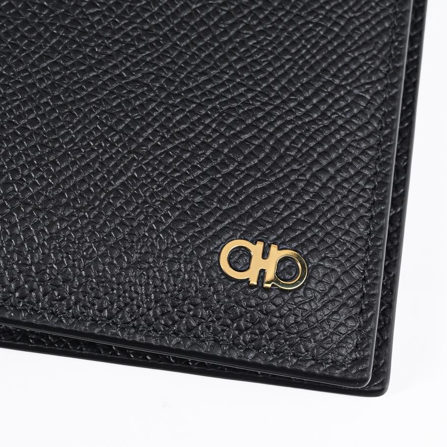 【名入れ可有料】【スペシャルラッピング付き】フェラガモ Salvatore Ferragamo サルヴァトーレフェラガモ 長財布 小銭入れ付き ウォレット ダブル・ガンチーニ メンズ ブラック 661458 775653 0775653