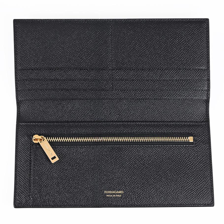 【名入れ可有料】【スペシャルラッピング付き】フェラガモ Salvatore Ferragamo サルヴァトーレフェラガモ 長財布 小銭入れ付き ウォレット ダブル・ガンチーニ メンズ ブラック 661458 775653 0775653