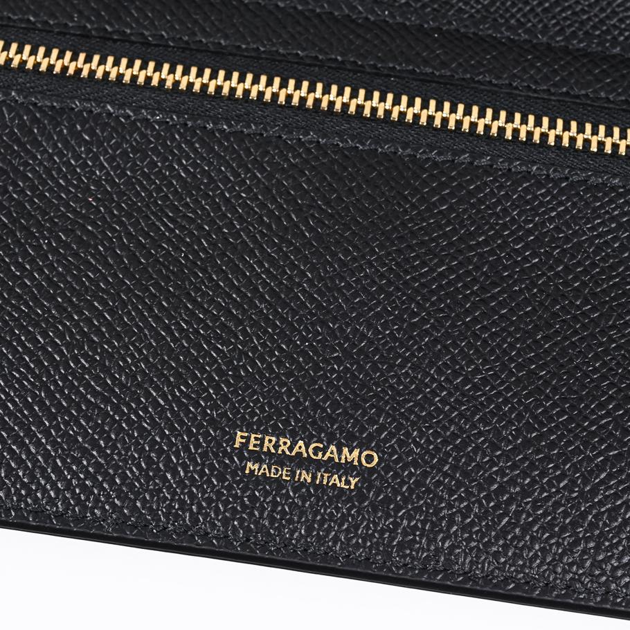 【名入れ可有料】【スペシャルラッピング付き】フェラガモ Salvatore Ferragamo サルヴァトーレフェラガモ 長財布 小銭入れ付き ウォレット ダブル・ガンチーニ メンズ ブラック 661458 775653 0775653