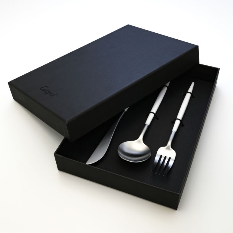 クチポール Cutipol GOA ゴア ホワイト 3点セット ディナー ナイフ フォーク スプーン 洋食器【名入れ対応】【スペシャルラッピング660円(別売り)】