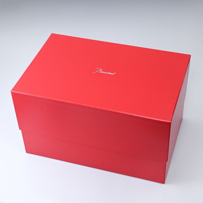 Baccarat クリスタルガラスプレート 専用箱付き　(kazuyo) Baccarat Crystal - Signed Swirl Bambous Round Casket Box