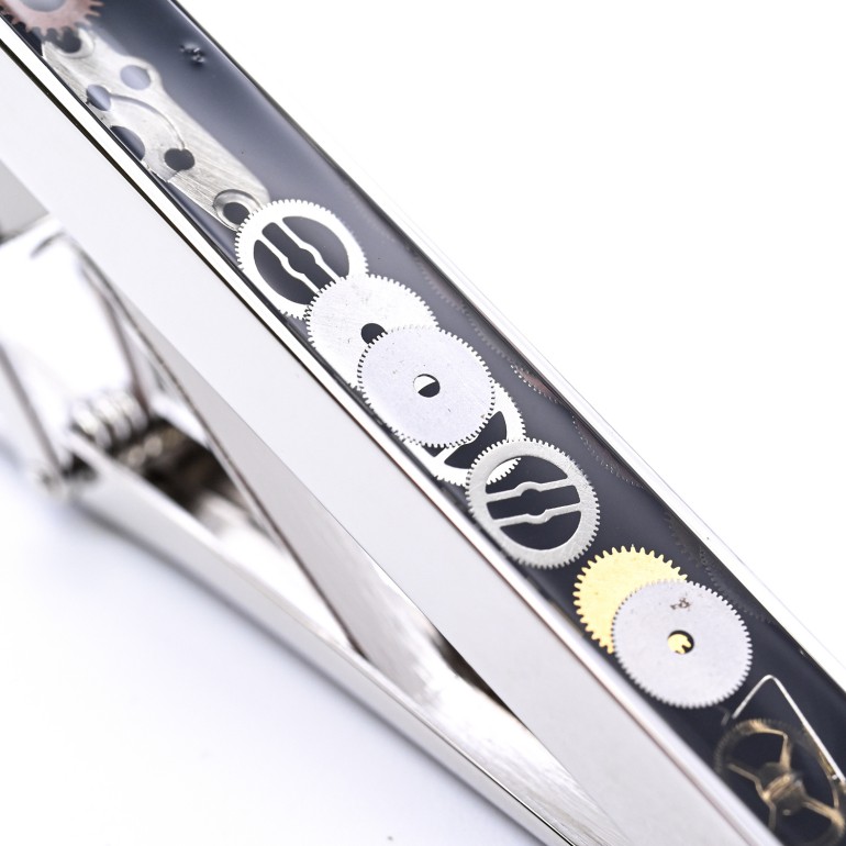 モンアート MONART ネクタイピン メンズ タイピン タイバー タイクリップ ギア(歯車) シルバー ブラック VESUVIO TC SPK A Made in Italy 名入れ可有料 正規代理店