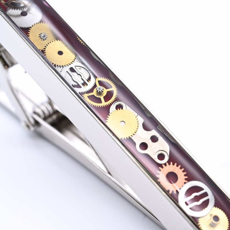モンアート MONART ネクタイピン メンズ タイピン タイバー タイクリップ ギア(歯車) シルバー レッド VESUVIO TC SPK B Made in Italy 名入れ可有料 正規代理店