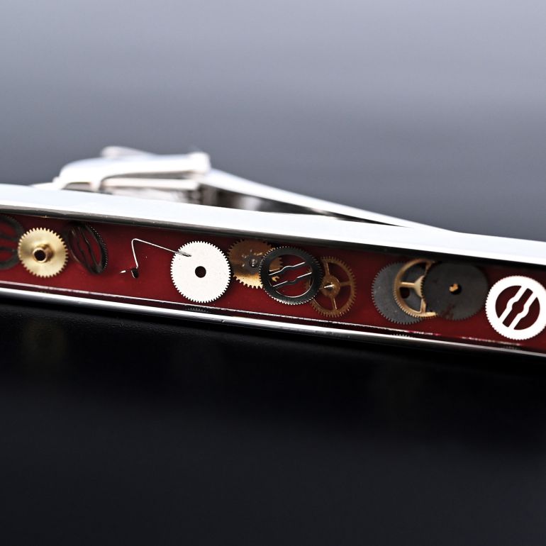 モンアート MONART ネクタイピン メンズ タイピン タイバー タイクリップ ギア(歯車) シルバー レッド VESUVIO TC SPK B Made in Italy 名入れ可有料 正規代理店
