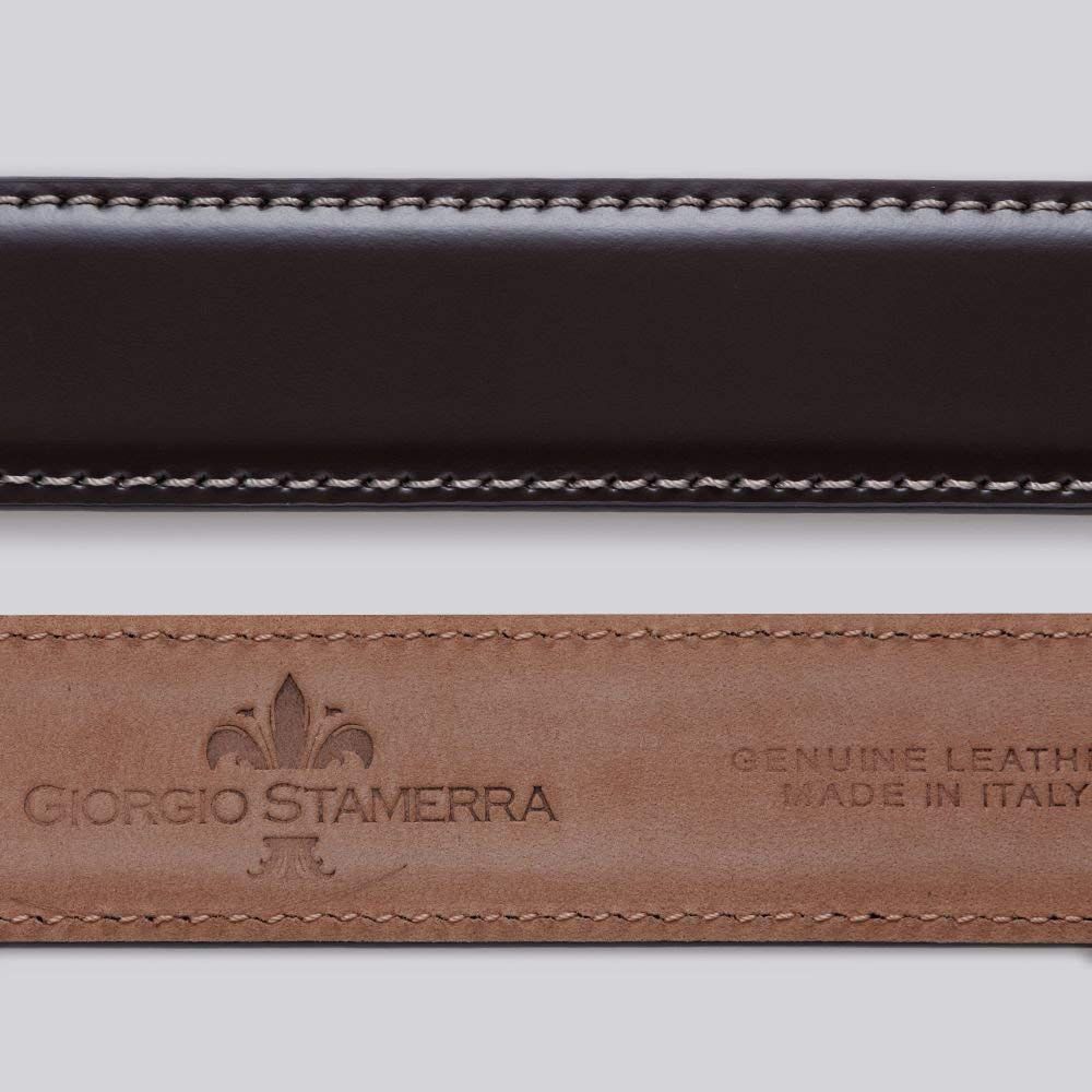 幅3.5cm ウエスト107cmまで ストリンガ(替えベルト) ジョバンニヌバックモロ(ダークブラウン) フルグレインレザー 名入れ可有料 工賃別売り 【ジョルジオスタメッラ】