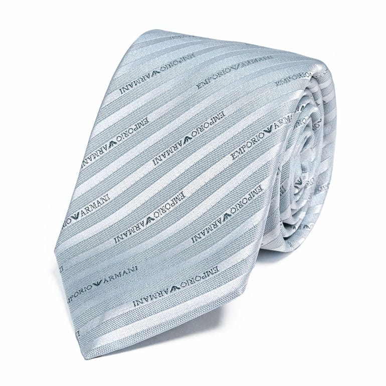 【刺しゅう名入れ可有料】エンポリオ アルマーニ EMPORIO ARMANI ネクタイ メンズ 大剣幅7.5cm シルク100% ネームロゴタイプ スカイブルー MADE IN ITALY 340075 2R605 00332