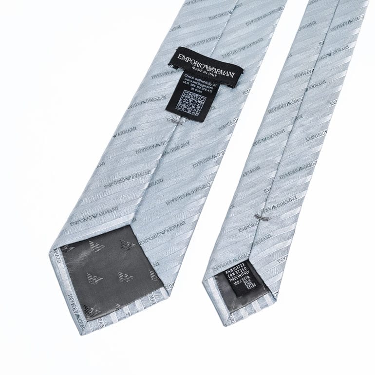 【刺しゅう名入れ可有料】エンポリオ アルマーニ EMPORIO ARMANI ネクタイ メンズ 大剣幅7.5cm シルク100% ネームロゴタイプ スカイブルー MADE IN ITALY 340075 2R605 00332