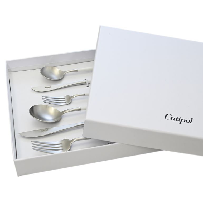 クチポール Cutipol GOA ゴア ホワイト 6点セット ディナーデザート ナイフ フォーク スプーン 洋食器【名入れ対応】【スペシャルラッピング660円(別売り)】