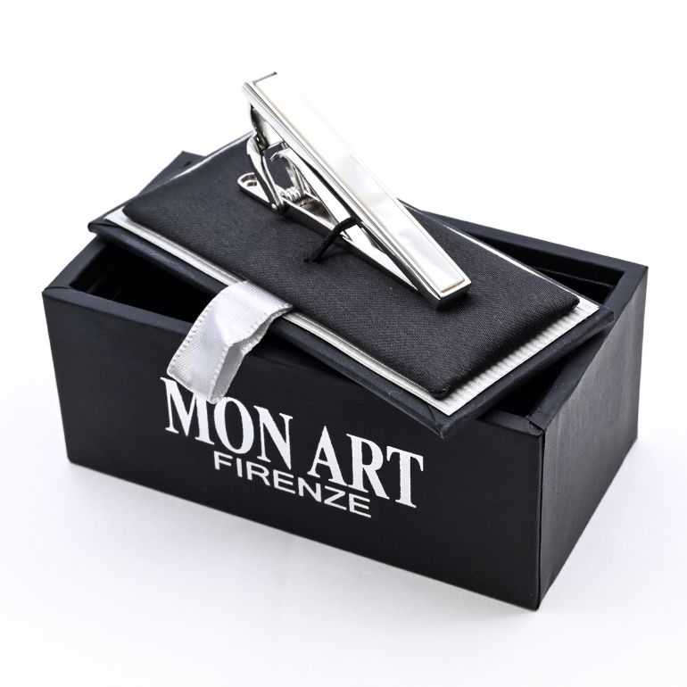 モンアート MONART ネクタイピン メンズ タイピン タイバー タイクリップ シルバー マザーオブパール AMARO TC SP A Made in Italy 名入れ可有料 半貴石 正規代理店