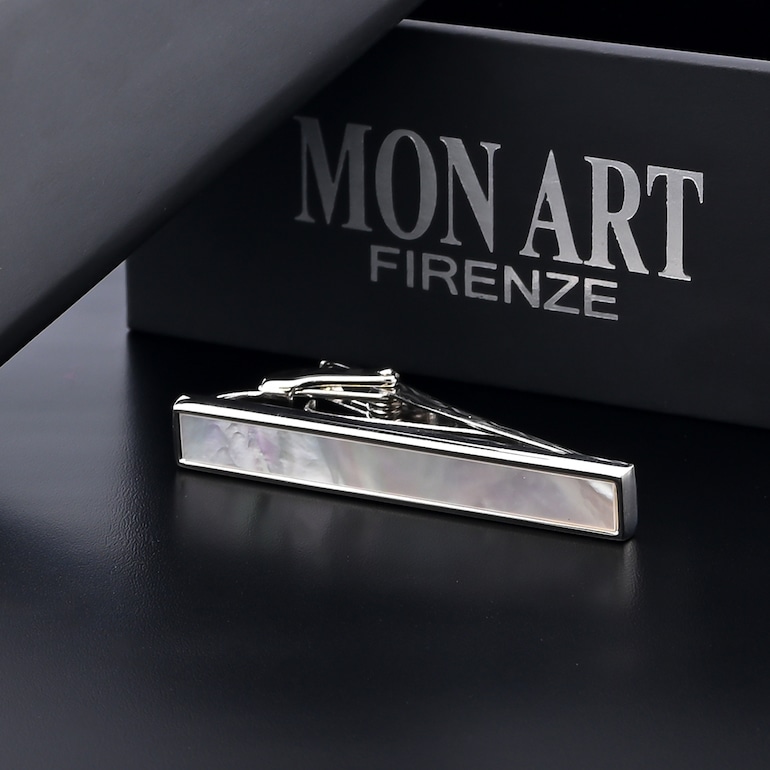 モンアート MONART ネクタイピン メンズ タイピン タイバー タイクリップ シルバー マザーオブパール AMARO TC SP A Made in Italy 名入れ可有料 半貴石 正規代理店