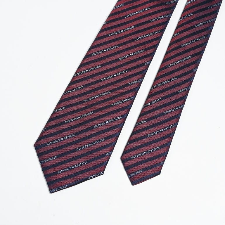 【刺しゅう名入れ可有料】エンポリオ アルマーニ EMPORIO ARMANI ネクタイ メンズ 大剣幅7.5cm シルク100% ネームロゴタイプ バーガンディ MADE IN ITALY 340075 2R605 00490