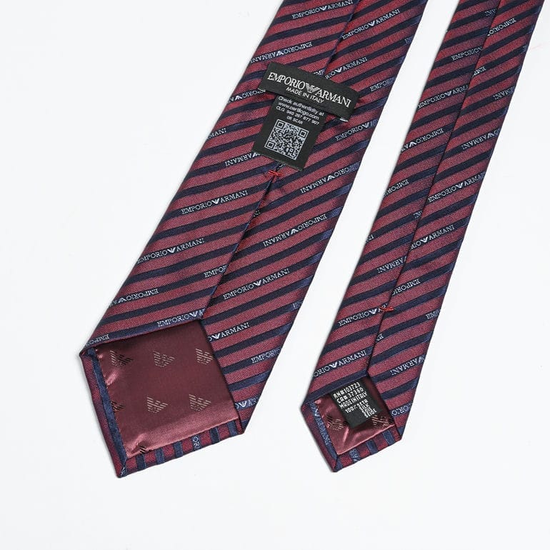 【刺しゅう名入れ可有料】エンポリオ アルマーニ EMPORIO ARMANI ネクタイ メンズ 大剣幅7.5cm シルク100% ネームロゴタイプ バーガンディ MADE IN ITALY 340075 2R605 00490