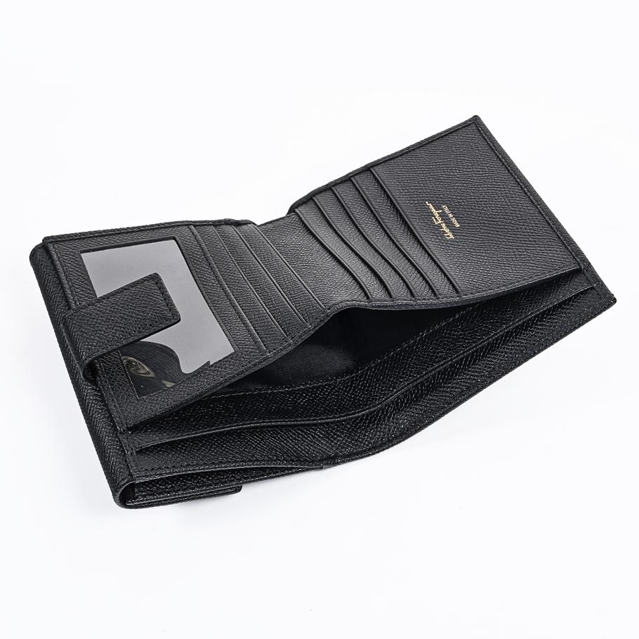 【名入れ可有料】【スペシャルラッピング付き】フェラガモ Salvatore Ferragamo サルヴァトーレフェラガモ 二つ折り財布 小銭入れ付き ウォレット ガンチーニ レディース ブラック 22C877 673998 0673998