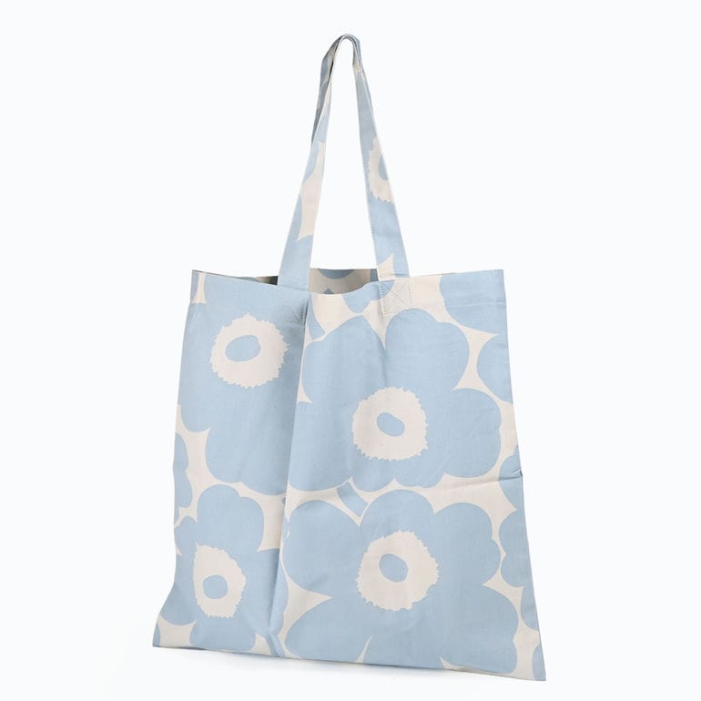 【名入れ可有料】マリメッコ marimekko トートバッグ Unikko ウニッコ スカイブルー ファブリック レディース 北欧雑貨 北欧デザイン ネコポス限定<br>【スペシャルラッピング660円(別売り)】