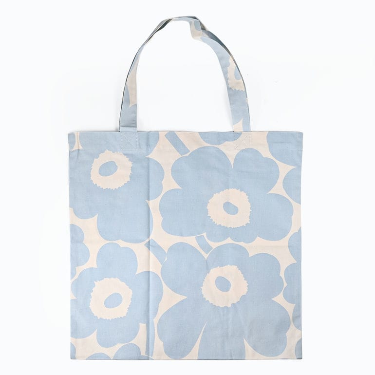 【名入れ可有料】マリメッコ marimekko トートバッグ Unikko ウニッコ スカイブルー ファブリック レディース 北欧雑貨 北欧デザイン ネコポス限定<br>【スペシャルラッピング660円(別売り)】