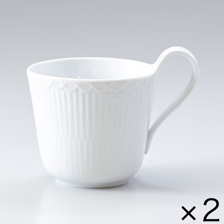 2個セット ロイヤルコペンハーゲン ハイハンドル マグカップ ホワイトフルーテッド ハーフレース 330ml 1128090 1026446 北欧食器 洋食器 ROYAL COPENHAGEN【スペシャルラッピング660円(別売り)】