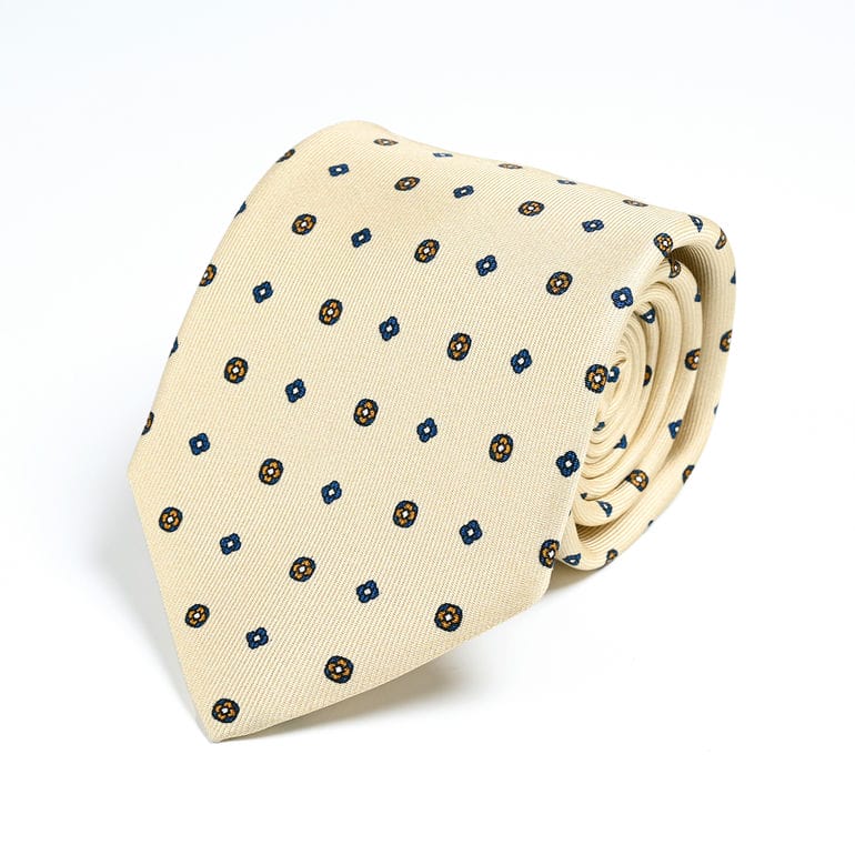 【刺しゅう名入れ可有料】ダンヒル dunhill ネクタイ メンズ 大剣幅8cm シルク100% ニーツ プリント クリーム 24RPTP1HB271 英国<br>【スペシャルラッピング660円(別売り)】