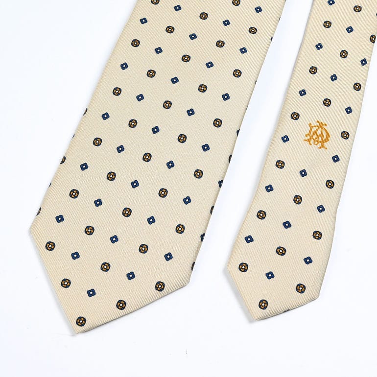 【刺しゅう名入れ可有料】ダンヒル dunhill ネクタイ メンズ 大剣幅8cm シルク100% ニーツ プリント クリーム 24RPTP1HB271 英国<br>【スペシャルラッピング660円(別売り)】