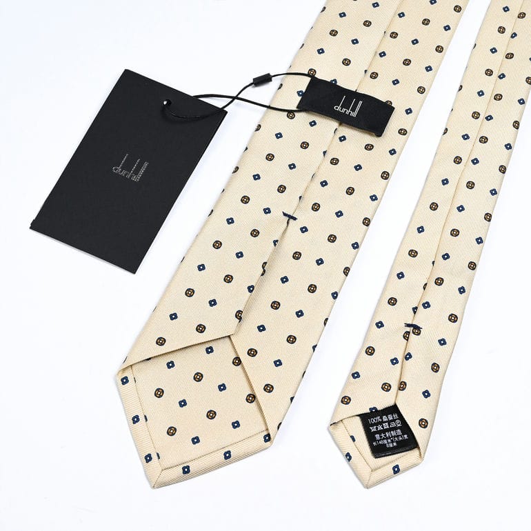 【刺しゅう名入れ可有料】ダンヒル dunhill ネクタイ メンズ 大剣幅8cm シルク100% ニーツ プリント クリーム 24RPTP1HB271 英国<br>【スペシャルラッピング660円(別売り)】