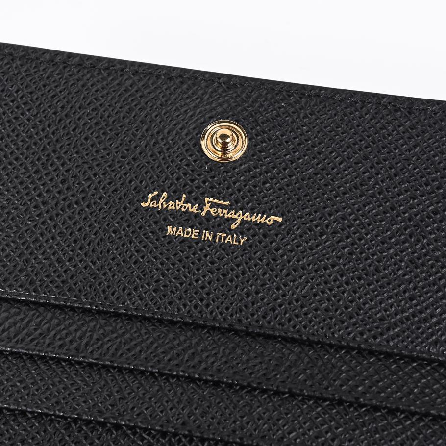 【スペシャルラッピング付き】フェラガモ Salvatore Ferragamo サルヴァトーレフェラガモ 二つ折り財布 小銭入れ付き ウォレット ヴァラ リボン レディース ブラック 22D515 725300 0725300