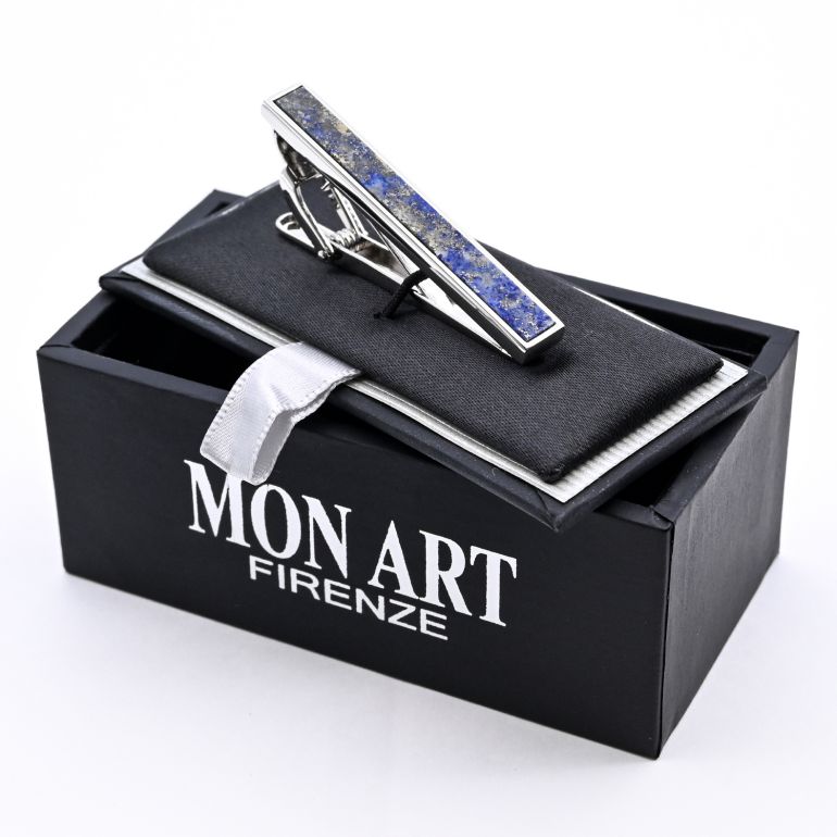 モンアート MONART ネクタイピン メンズ タイピン タイバー タイクリップ シルバー ラピスラズリ AMARO TC SP D Made in Italy 名入れ可有料 天然石 半貴石 正規代理店