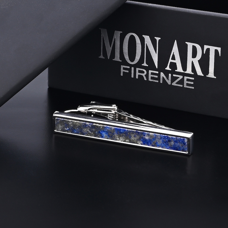 モンアート MONART ネクタイピン メンズ タイピン タイバー タイクリップ シルバー ラピスラズリ AMARO TC SP D Made in Italy 名入れ可有料 天然石 半貴石 正規代理店
