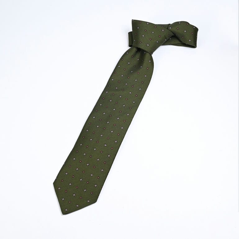 【刺しゅう名入れ可有料】ダンヒル dunhill ネクタイ メンズ 大剣幅8cm シルク100% ニーツ プリント オリーブ 24RPTP1HB312 英国<br>【スペシャルラッピング660円(別売り)】