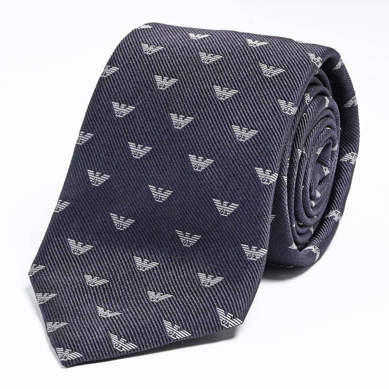 【刺しゅう名入れ可有料】エンポリオ アルマーニ EMPORIO ARMANI ネクタイ メンズ 大剣幅7.5cm シルク100% イーグルロゴ ミディアムグレー MADE IN ITALY 340075 3R616 00345