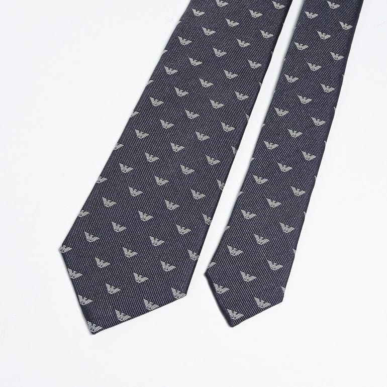 【刺しゅう名入れ可有料】エンポリオ アルマーニ EMPORIO ARMANI ネクタイ メンズ 大剣幅7.5cm シルク100% イーグルロゴ ミディアムグレー MADE IN ITALY 340075 3R616 00345