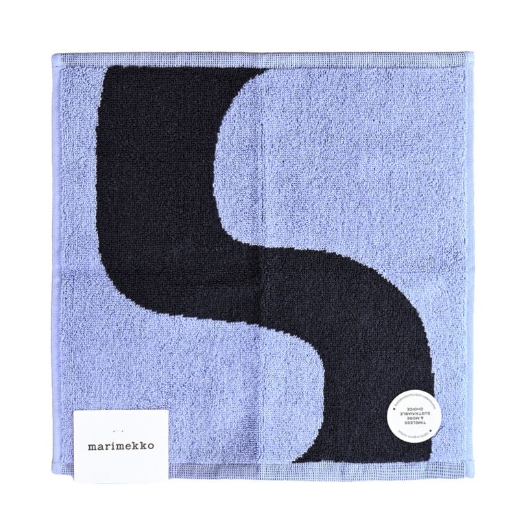 マリメッコ marimekko ハンドタオル 30×30cm ミニタオル ハンカチ Seireeni セイレーニ ダークブルー×ライトブルー 072210 500 名入れ 刺しゅう可有料 北欧雑貨 北欧デザイン  ネコポス限定 送料無料<br>【スペシャルラッピング660円(別売り)】