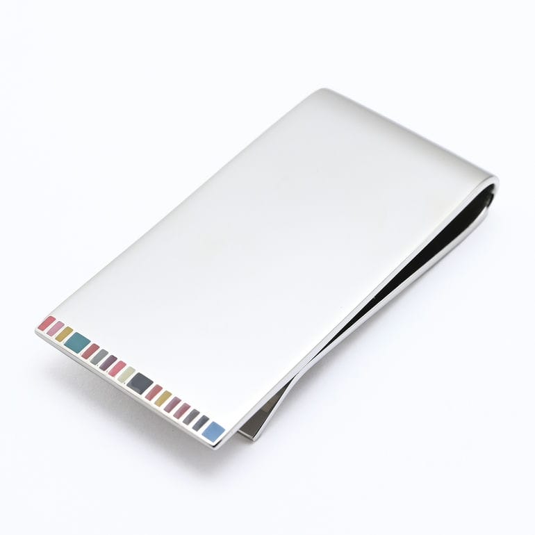 ポールスミス Paul Smith マネークリップ FINE SIGNTR メンズ シルバー×マルチカラー MONE MFINER 92 英国 札ばさみ 名入れ可有料