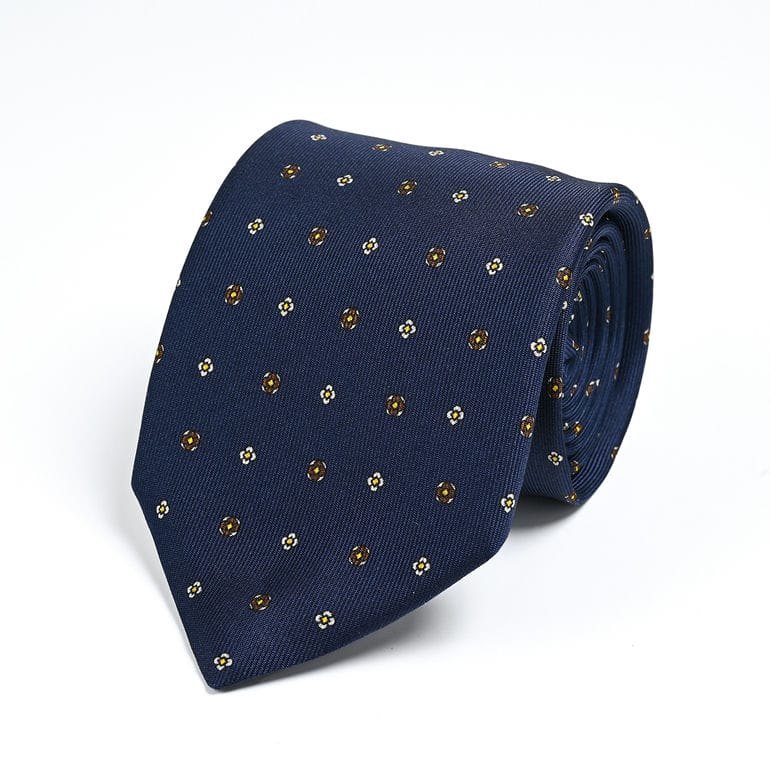 【刺しゅう名入れ可有料】ダンヒル dunhill ネクタイ メンズ 大剣幅8cm シルク100% ニーツ プリント ネイビー 24RPTP1HB410 英国<br>【スペシャルラッピング660円(別売り)】