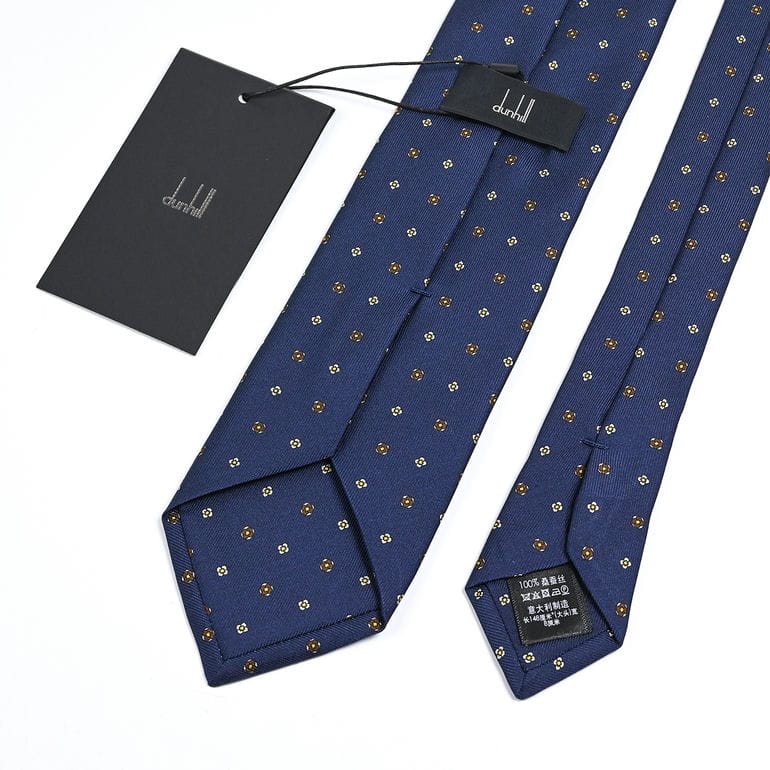 【刺しゅう名入れ可有料】ダンヒル dunhill ネクタイ メンズ 大剣幅8cm シルク100% ニーツ プリント ネイビー 24RPTP1HB410 英国<br>【スペシャルラッピング660円(別売り)】
