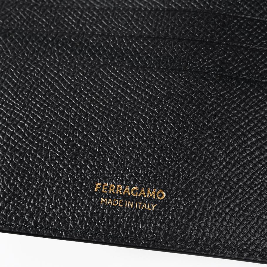 【スペシャルラッピング付き】フェラガモ Salvatore Ferragamo サルヴァトーレフェラガモ 二つ折り財布 小銭入れ付き ウォレット ダブル・ガンチーニ メンズ ブラック 661454 775646 0775646