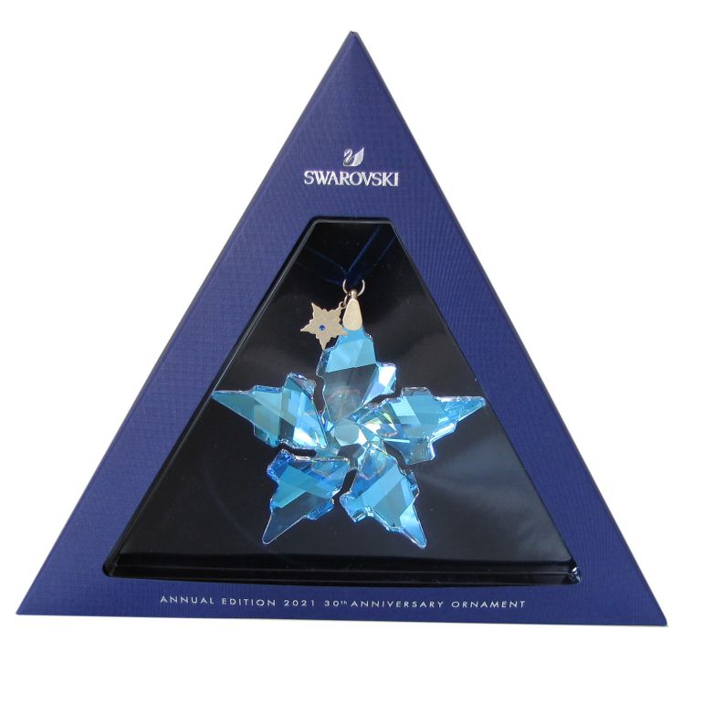 スワロフスキー SWAROVSKI クリスマスオーナメント ブルーオーロラ 30