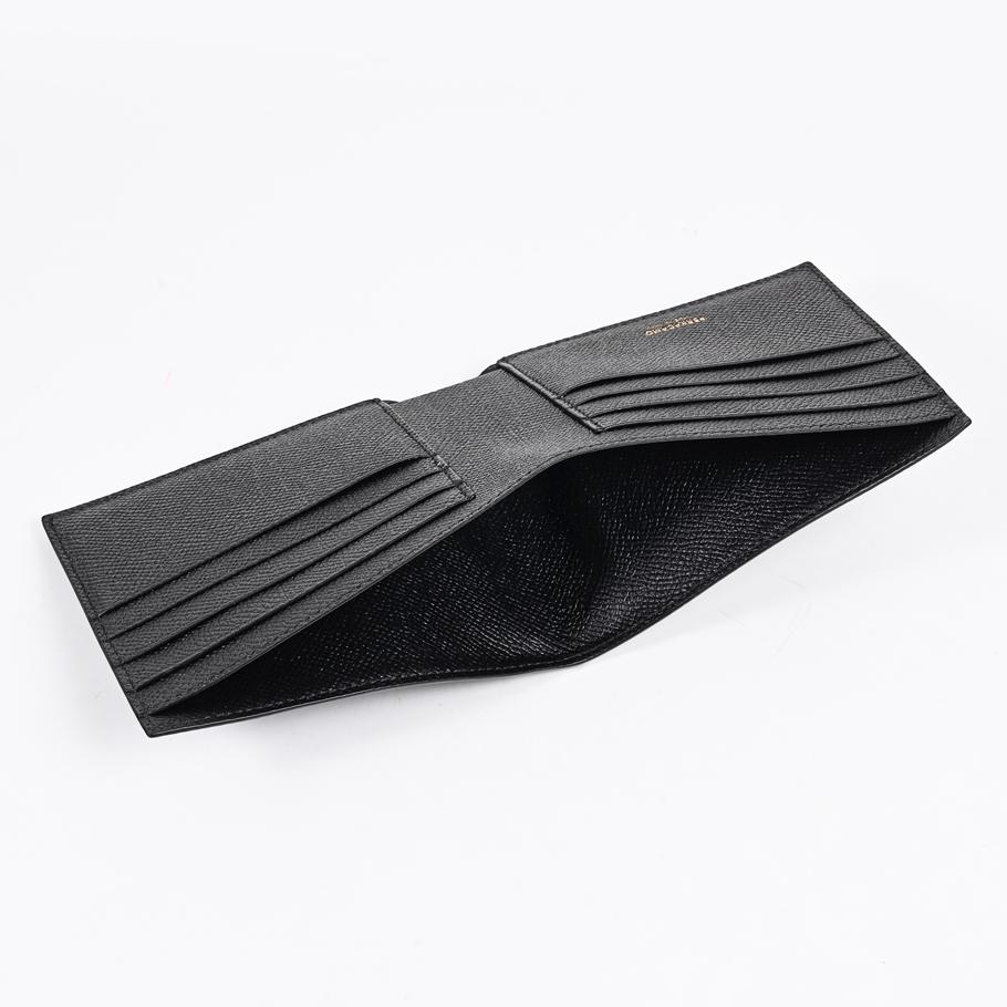 【スペシャルラッピング付き】フェラガモ Salvatore Ferragamo サルヴァトーレフェラガモ 二つ折り財布 小銭入れ無し ウォレット ダブル・ガンチーニ メンズ ブラック 661457 775650 0775650