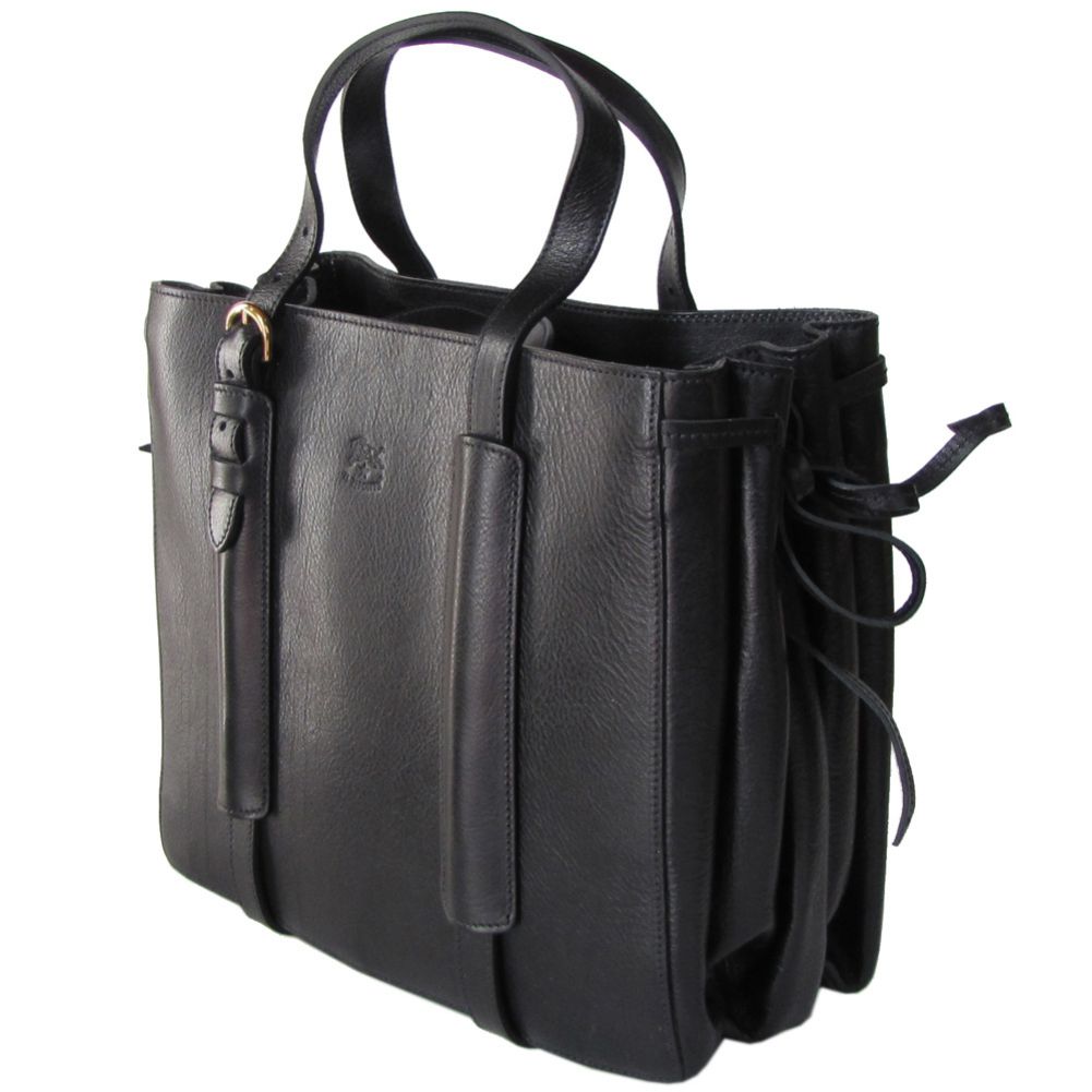 イルビゾンテ IL BISONTE バッグ トートバッグ ハンドバッグ レディース バケッタレザー ブラック ゴールド A2794 EP 153O