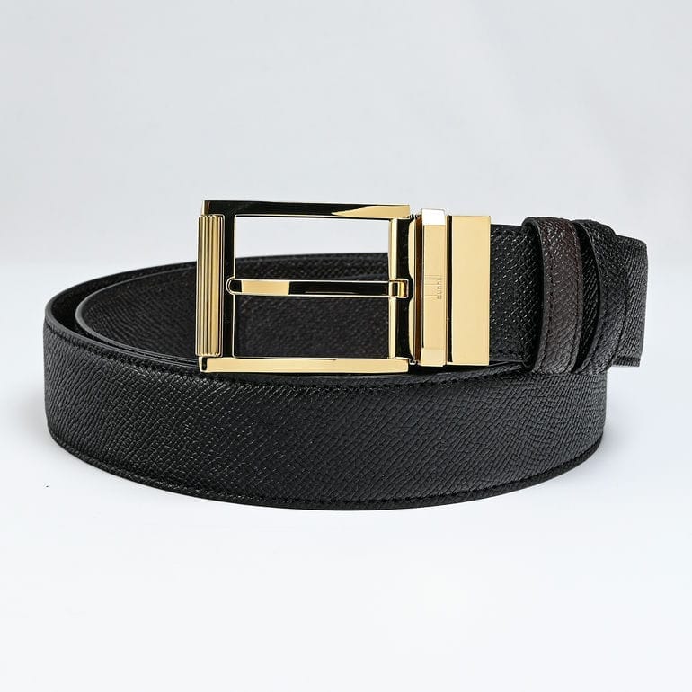 ダンヒル dunhill ベルト 35mm 90サイズ カドガン リバーシブル レクタンギュラー ローラーバックル メンズ ブラック×ブラウン 23F4T39AC236 90 名入れ可有料<br>【スペシャルラッピング660円(別売り)】