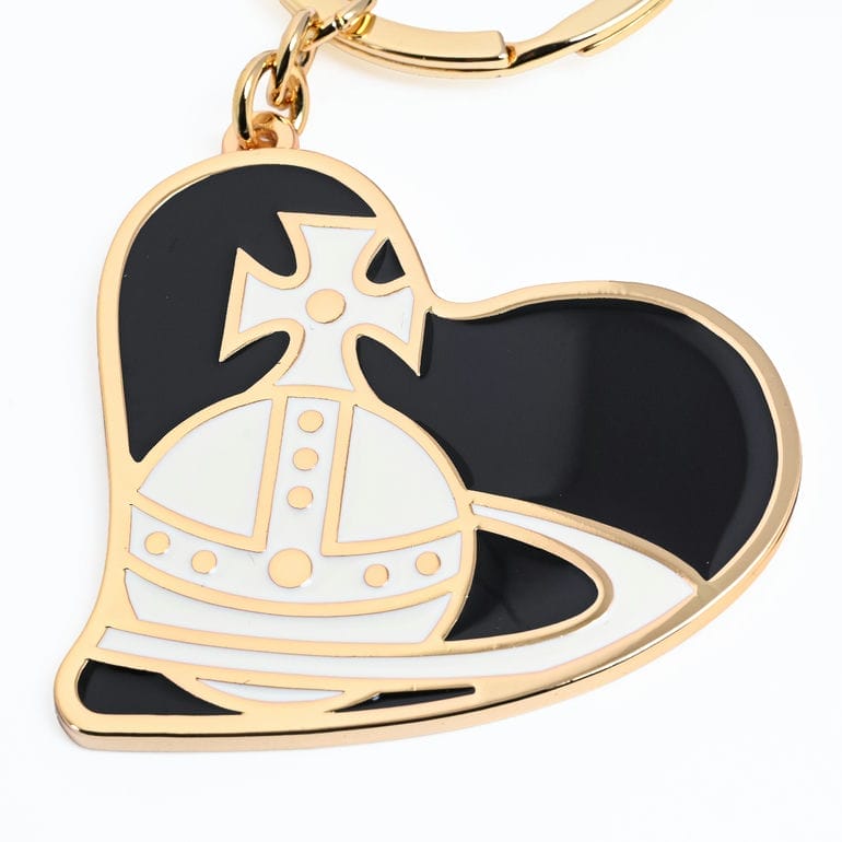 ヴィヴィアンウエストウッド Vivienne Westwood キーリング キーホルダー チャーム ORB HEART オーブ ハート ブラック ゴールド 8203012UU OM002H N401<br>【スペシャルラッピング660円(別売り)】