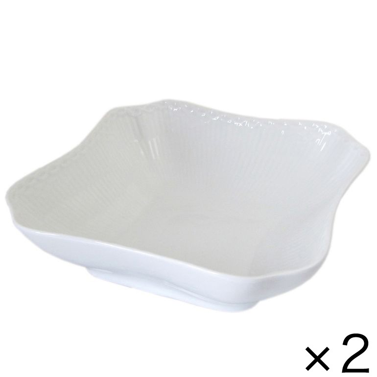 2個セット ロイヤルコペンハーゲン ホワイトフルーテッド ハーフレース ボウル スクエアボウル サラダボウル 20.5cm 1128578 日本未発売 1017289 北欧食器 洋食器 ROYAL COPENHAGEN【スペシャルラッピング660円(別売り)】